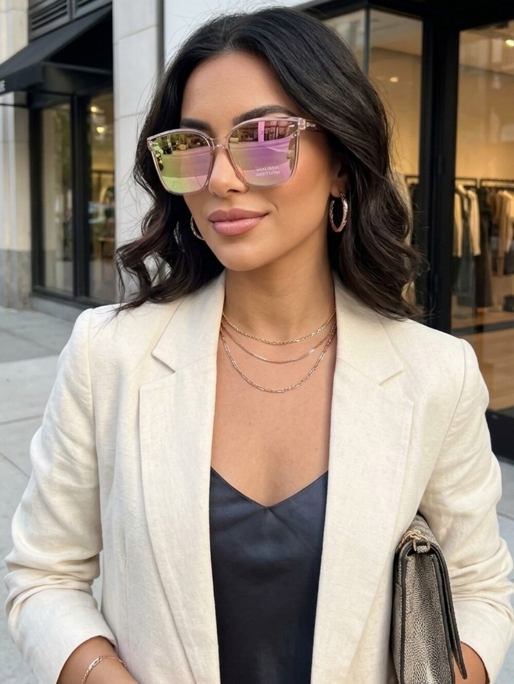 Pink Polarized Mirrored Fashion Sunglasses - Picture 3 of 5